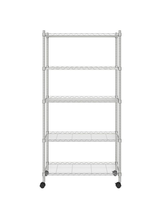 Úložný regál 5 polic 75x35x155 cm s kolečky chromovaný 250 kg