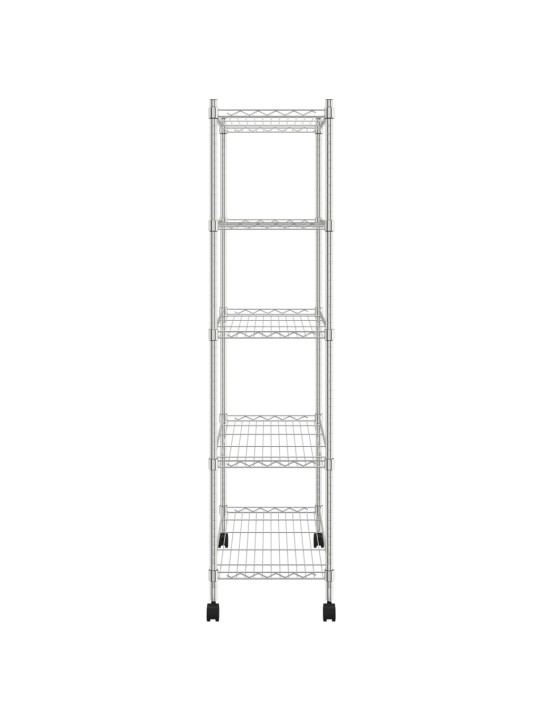 Úložný regál 5 polic 75x35x155 cm s kolečky chromovaný 250 kg