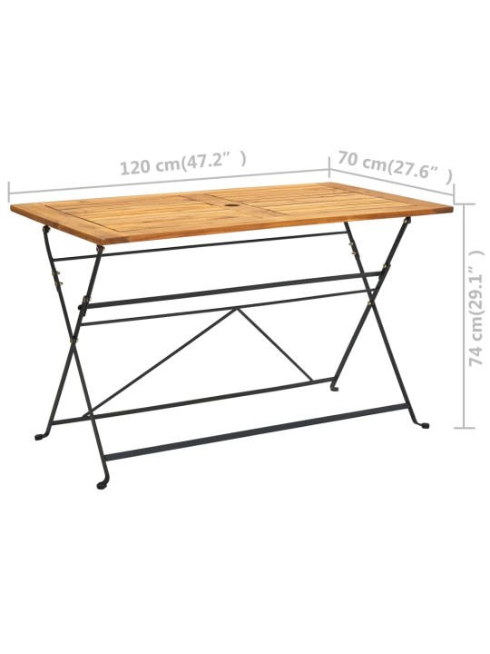 Skládací zahradní stůl 120 x 70 x 74 cm masivní akáciové dřevo