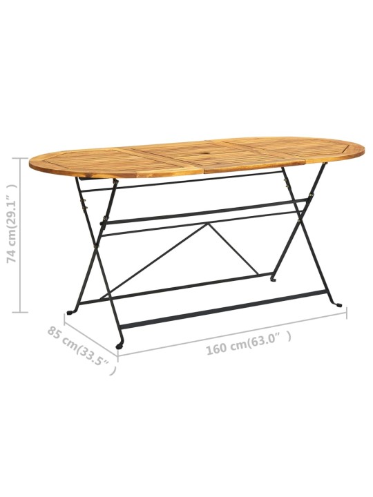 Zahradní stůl 160 x 85 x 74 cm masivní akáciové dřevo oválný