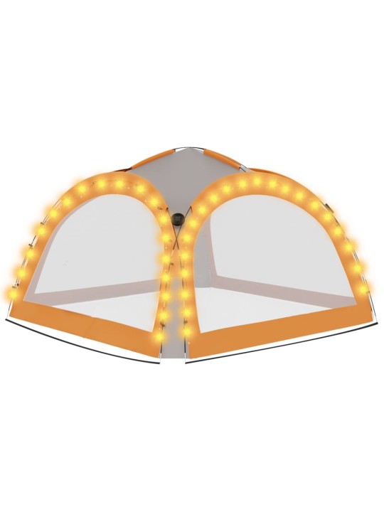 Party stan s LED 4 boční stěny 3,6x3,6x2,3 m šedý a oranžový