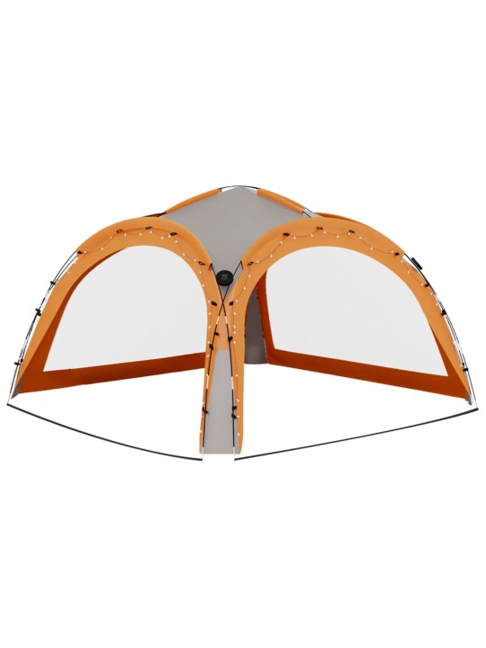Party stan s LED 4 boční stěny 3,6x3,6x2,3 m šedý a oranžový