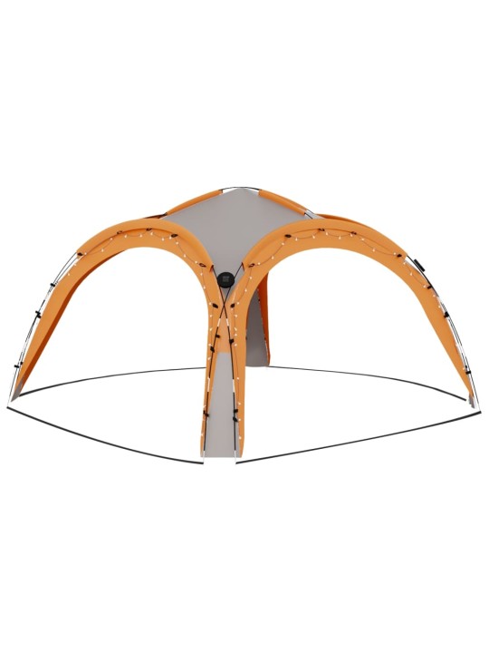 Party stan s LED 4 boční stěny 3,6x3,6x2,3 m šedý a oranžový