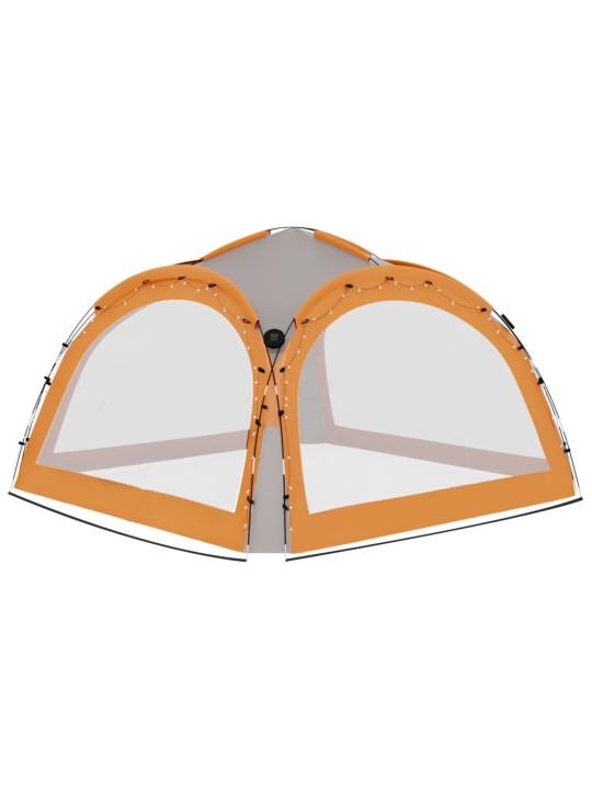 Party stan s LED 4 boční stěny 3,6x3,6x2,3 m šedý a oranžový