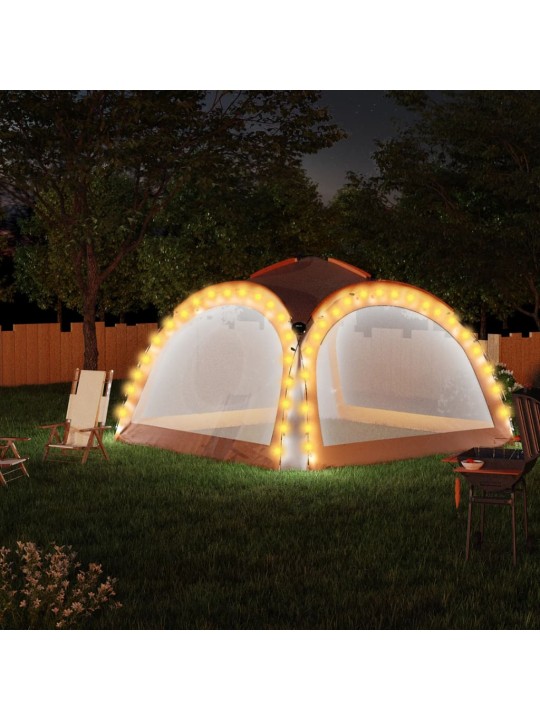 Party stan s LED 4 boční stěny 3,6x3,6x2,3 m šedý a oranžový