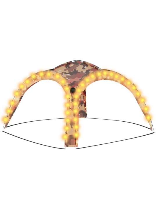 Party stan s LED světly 4 boční stěny 3,6x3,6x2,3 m maskáčový