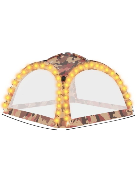 Party stan s LED světly 4 boční stěny 3,6x3,6x2,3 m maskáčový