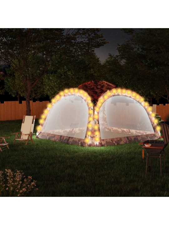 Party stan s LED světly 4 boční stěny 3,6x3,6x2,3 m maskáčový