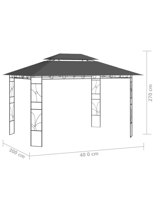 Altán 4 x 3 x 2,7 m antracitový 160 g/m²