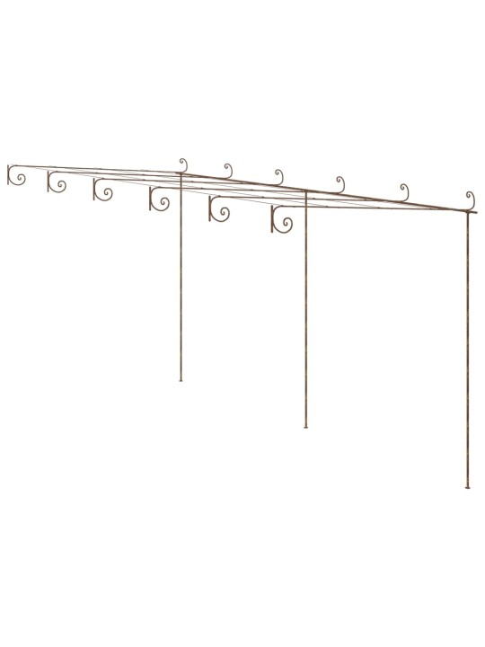 Zahradní pergola hnědá s patinou 6 x 3 x 2,5 m železná