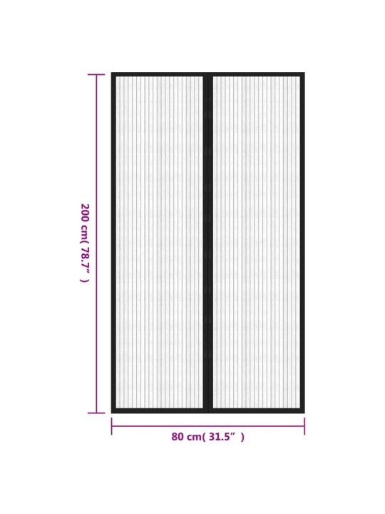 Závěsy do dveří proti hmyzu 2 ks s magnety černé 200 x 80 cm