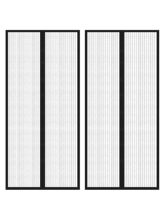 Závěsy do dveří proti hmyzu 2 ks s magnety černé 210 x 90 cm
