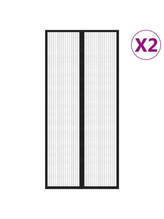 Závěsy do dveří proti hmyzu 2 ks s magnety černé 210 x 90 cm