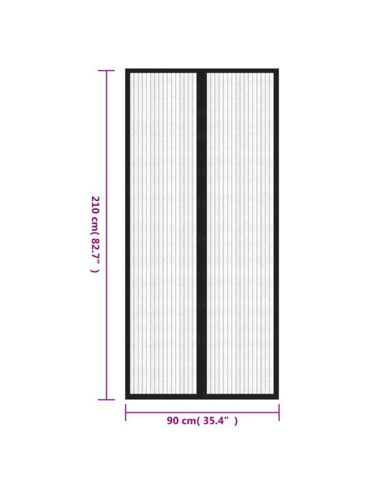 Závěsy do dveří proti hmyzu 2 ks s magnety černé 210 x 90 cm