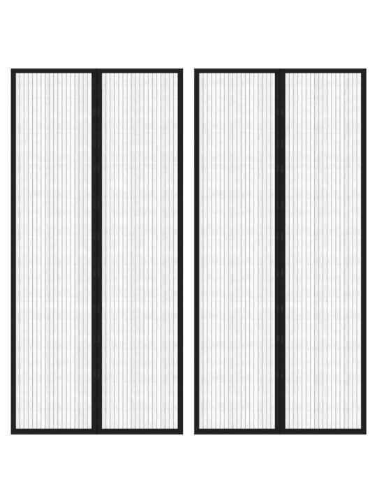 Závěsy do dveří proti hmyzu 2 ks s magnety černé 220 x 110 cm