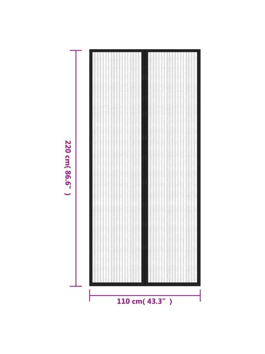 Závěsy do dveří proti hmyzu 2 ks s magnety černé 220 x 110 cm