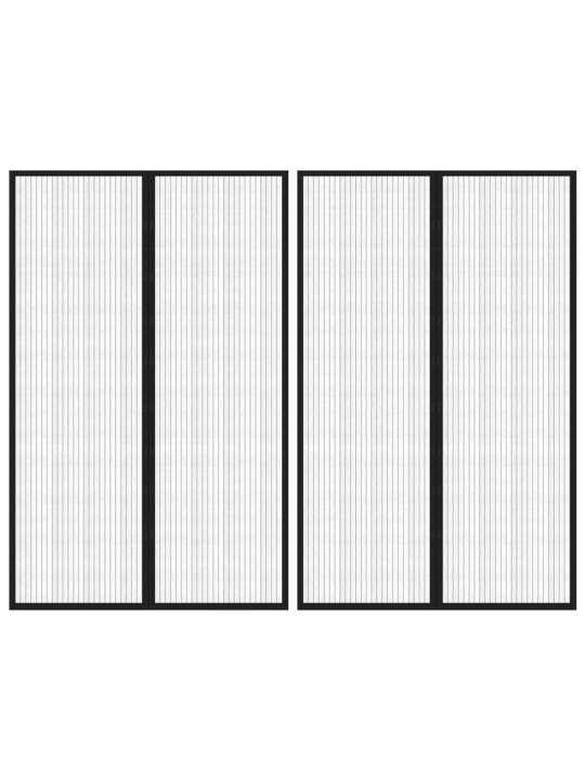 Závěsy do dveří proti hmyzu 2 ks s magnety černé 220 x 130 cm
