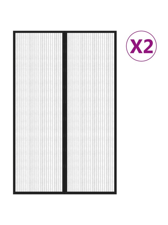 Závěsy do dveří proti hmyzu 2 ks s magnety černé 220 x 130 cm