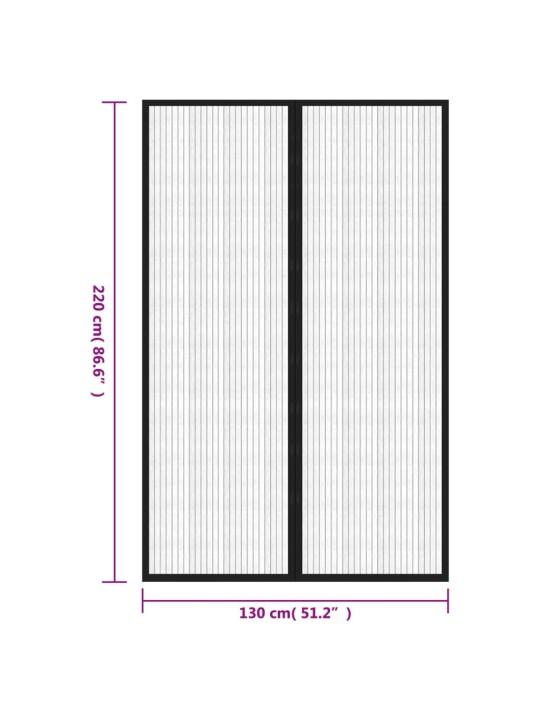 Závěsy do dveří proti hmyzu 2 ks s magnety černé 220 x 130 cm