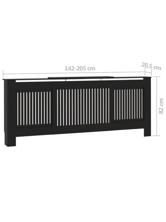 Kryt na radiátor MDF černý 205 cm