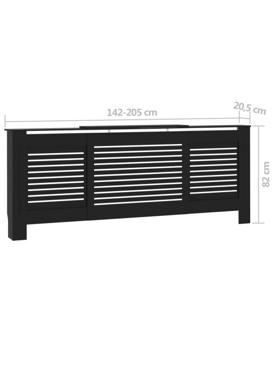 Kryt na radiátor MDF černý 205 cm