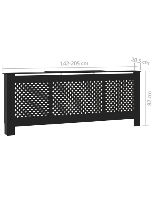 Kryt na radiátor MDF černý 205 cm
