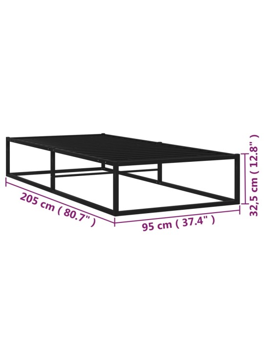 Rám postele černý kov 90 x 200 cm
