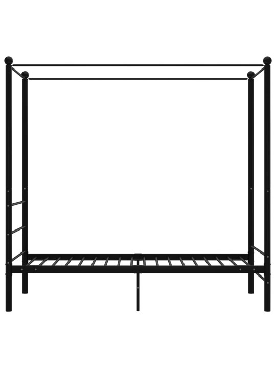 Rám postele s nebesy černý kovový 90 x 200 cm