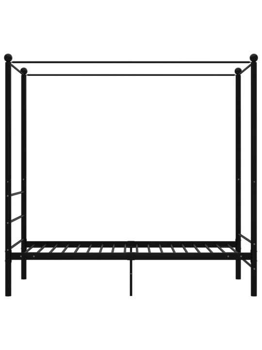 Rám postele s nebesy černý kovový 100 x 200 cm