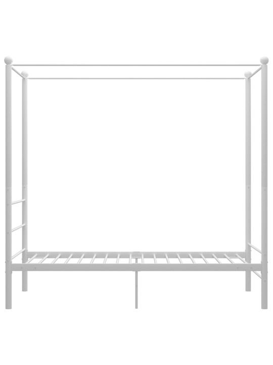 Rám postele s nebesy bílý kovový 100 x 200 cm