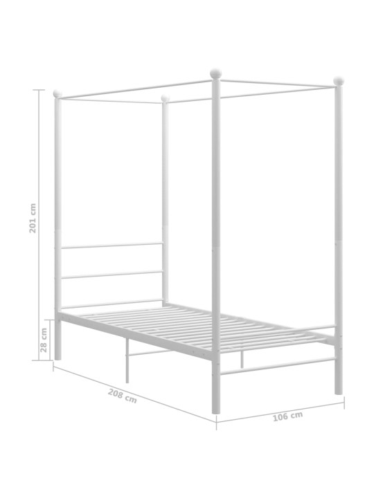 Rám postele s nebesy bílý kovový 100 x 200 cm