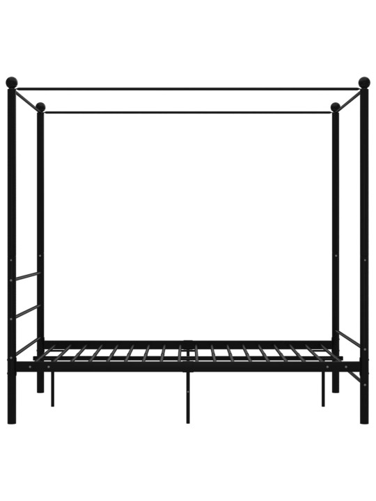 Rám postele s nebesy černý kovový 120 x 200 cm