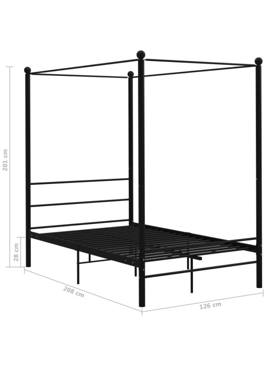 Rám postele s nebesy černý kovový 120 x 200 cm