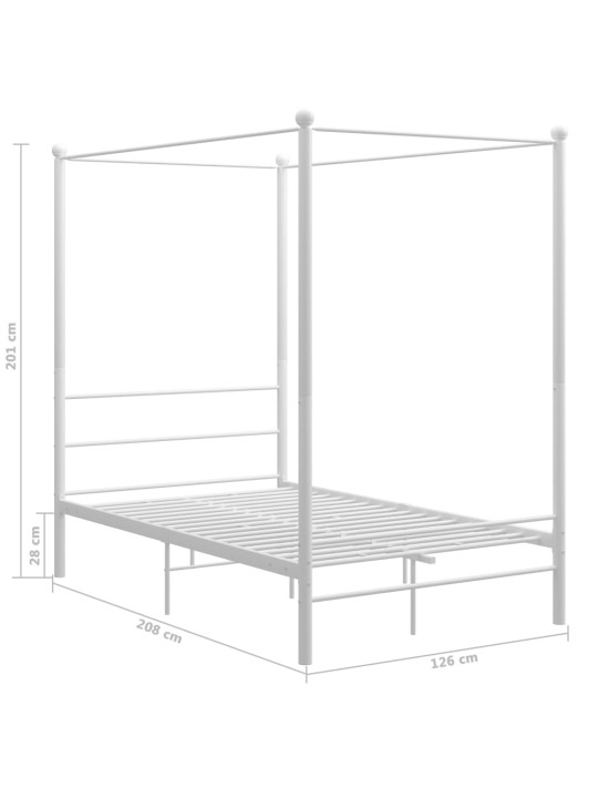 Rám postele s nebesy bílý kovový 120 x 200 cm