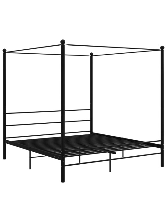 Rám postele s nebesy černý kovový 200 x 200 cm