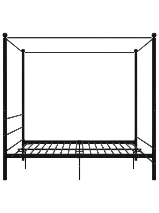 Rám postele s nebesy černý kovový 200 x 200 cm