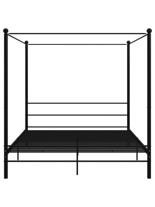 Rám postele s nebesy černý kovový 200 x 200 cm