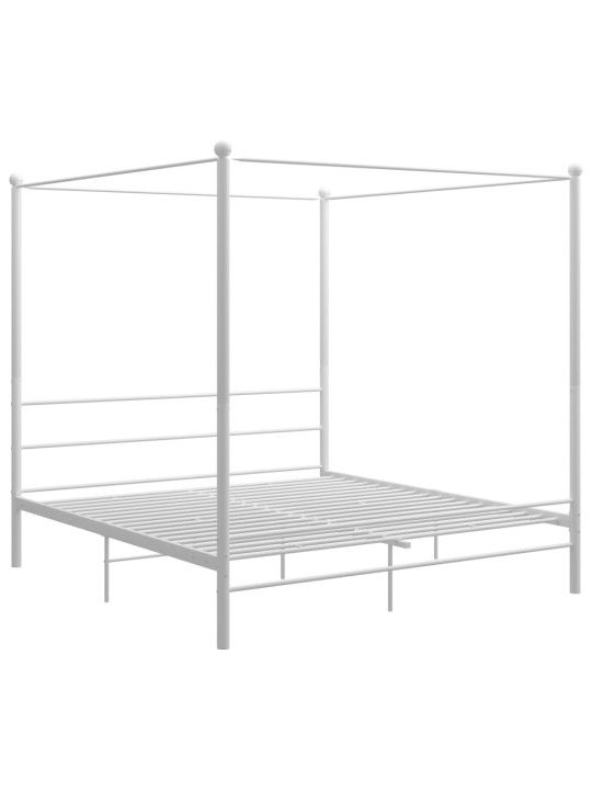 Rám postele s nebesy bílý kovový 200 x 200 cm