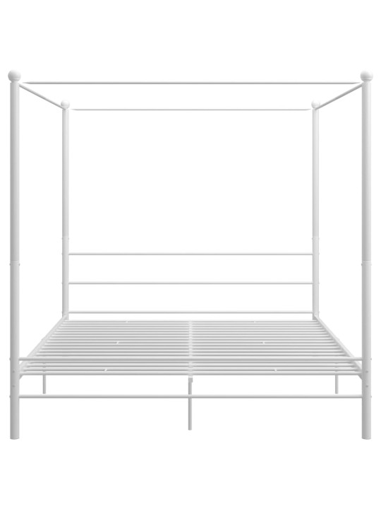 Rám postele s nebesy bílý kovový 200 x 200 cm