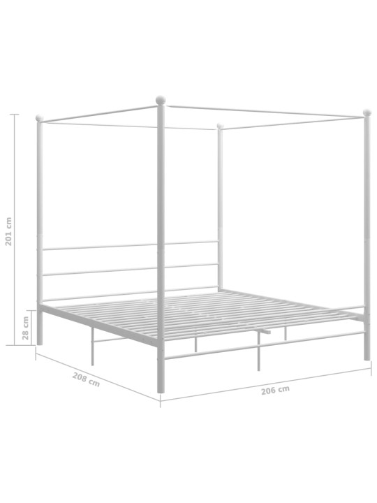 Rám postele s nebesy bílý kovový 200 x 200 cm