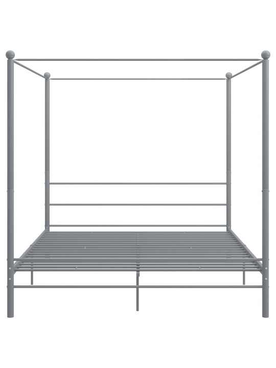 Rám postele s nebesy šedý kovový 200 x 200 cm