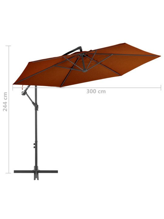 Boční zahradní slunečník s hliníkovou tyčí terakota 300 cm