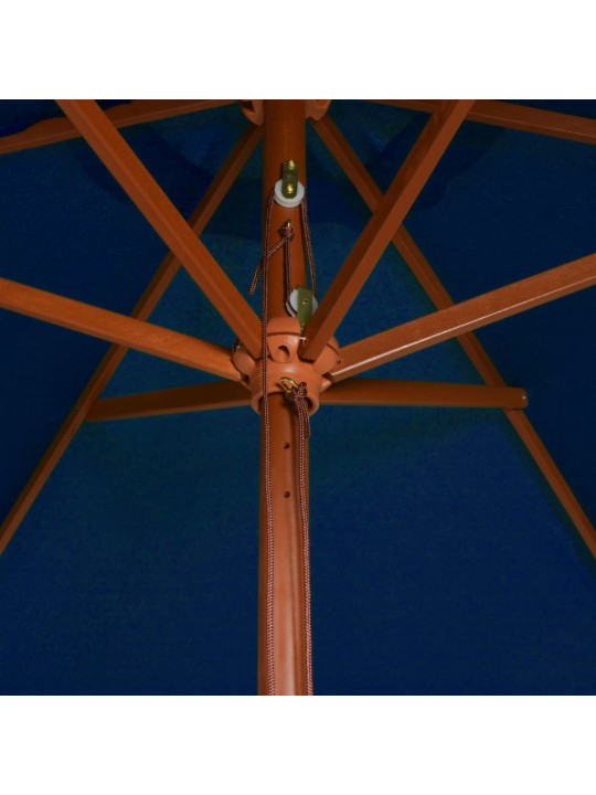 Zahradní slunečník s dřevěnou tyčí modrý 200 x 300 cm