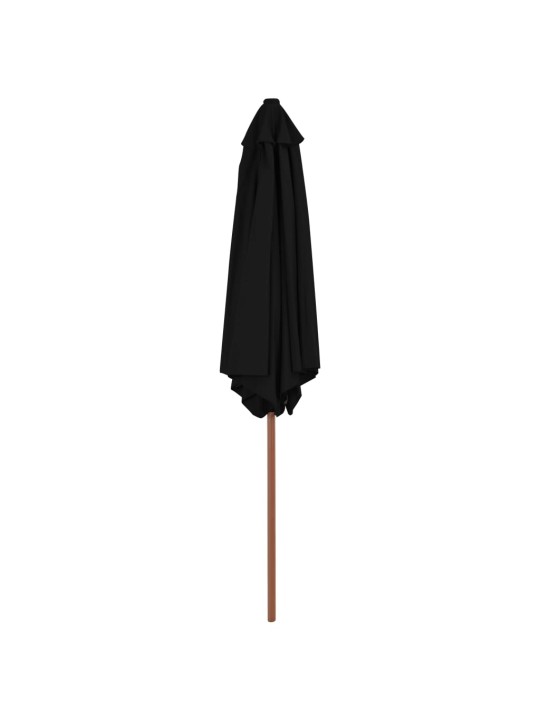 Zahradní slunečník s dřevěnou tyčí černý 270 cm