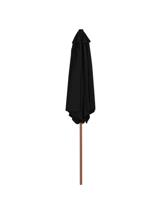 Zahradní slunečník s dřevěnou tyčí černý 270 cm
