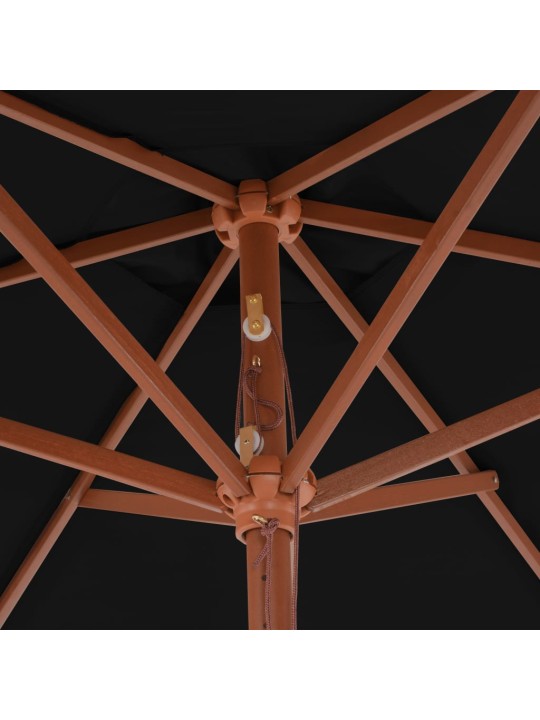 Zahradní slunečník s dřevěnou tyčí černý 270 cm