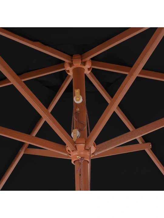 Zahradní slunečník s dřevěnou tyčí černý 270 cm