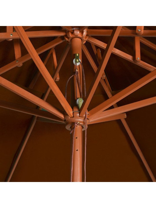 Dvoupatrový slunečník s dřevěnou tyčí terakotový 270 cm
