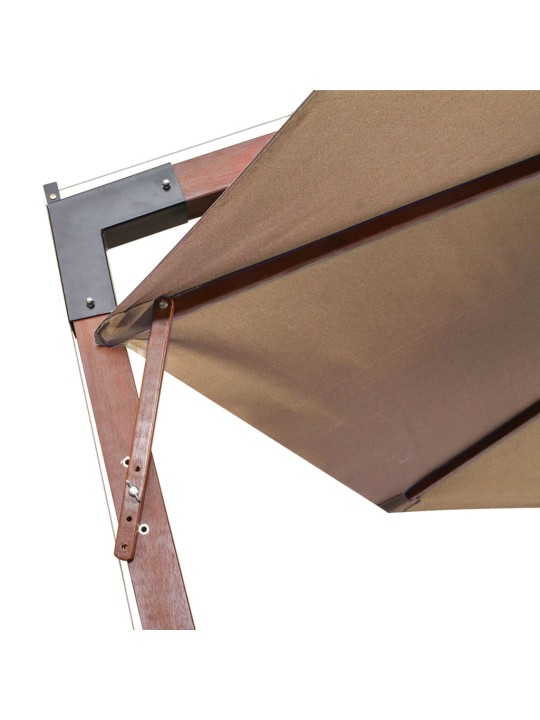 Závěsný zahradní slunečník s tyčí taupe 3,5 x 2,9 m masiv jedle