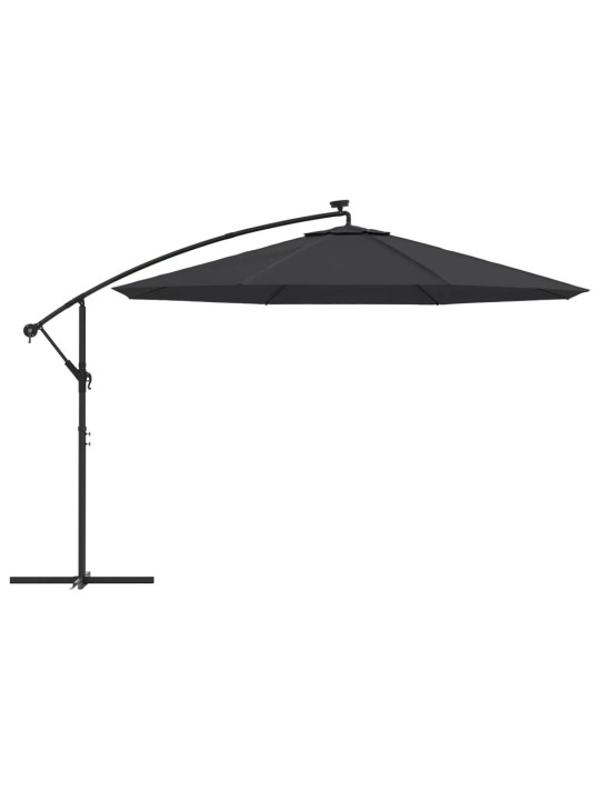 Boční zahradní slunečník s led osvětlením černý 350 cm